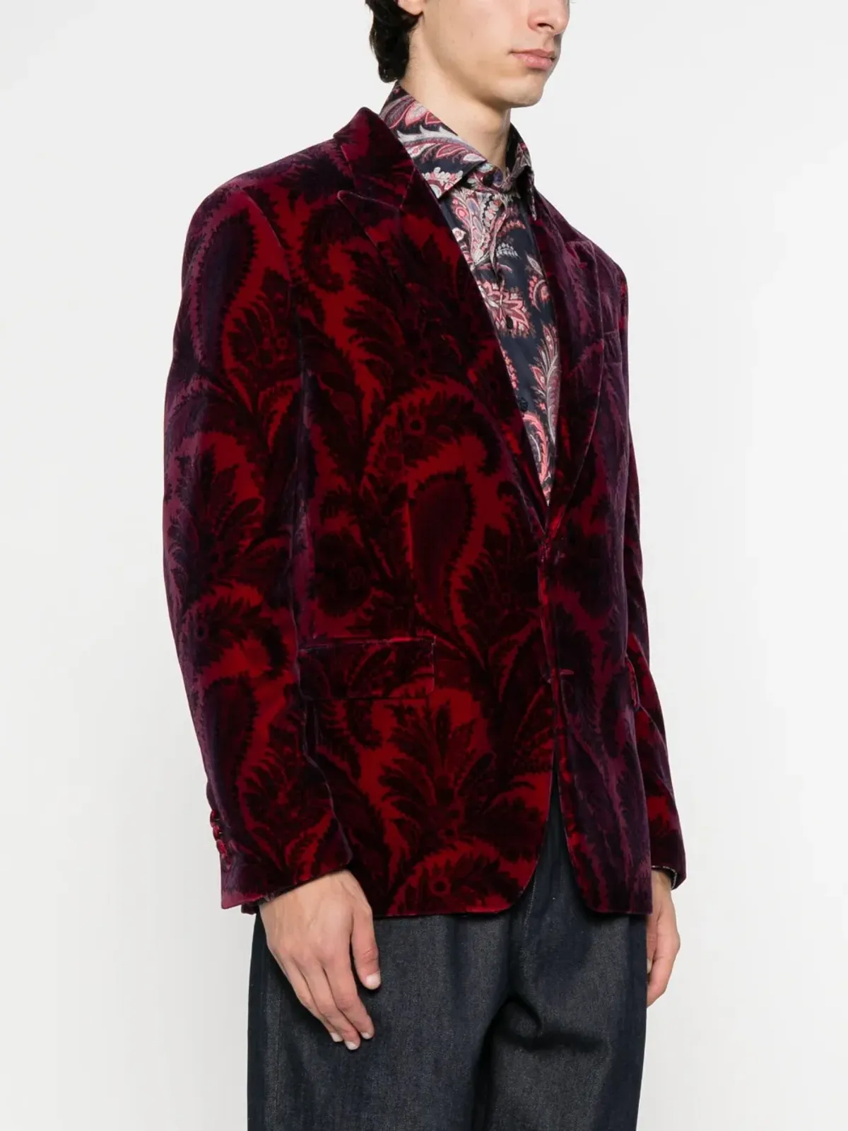 ETRO ペイズリーベルベットブレザー - 画像3