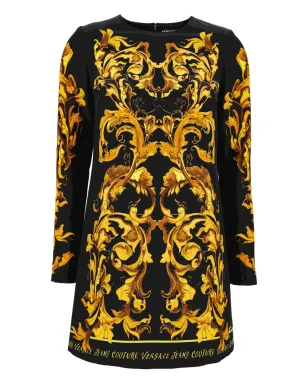 Versace Jeans Couture バロック柄長袖ミディドレス ブラック - サムネイル1