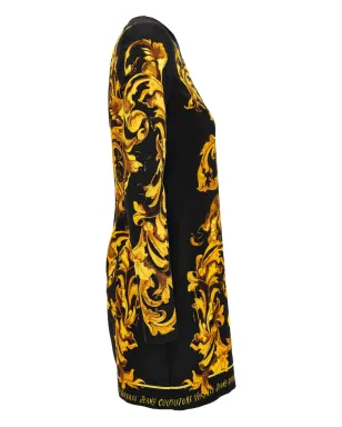 Versace Jeans Couture バロック柄長袖ミディドレス ブラック - サムネイル3