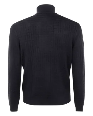 Emporio Armani グリッドパターンジップアップカーディガン - ブラック - サムネイル2