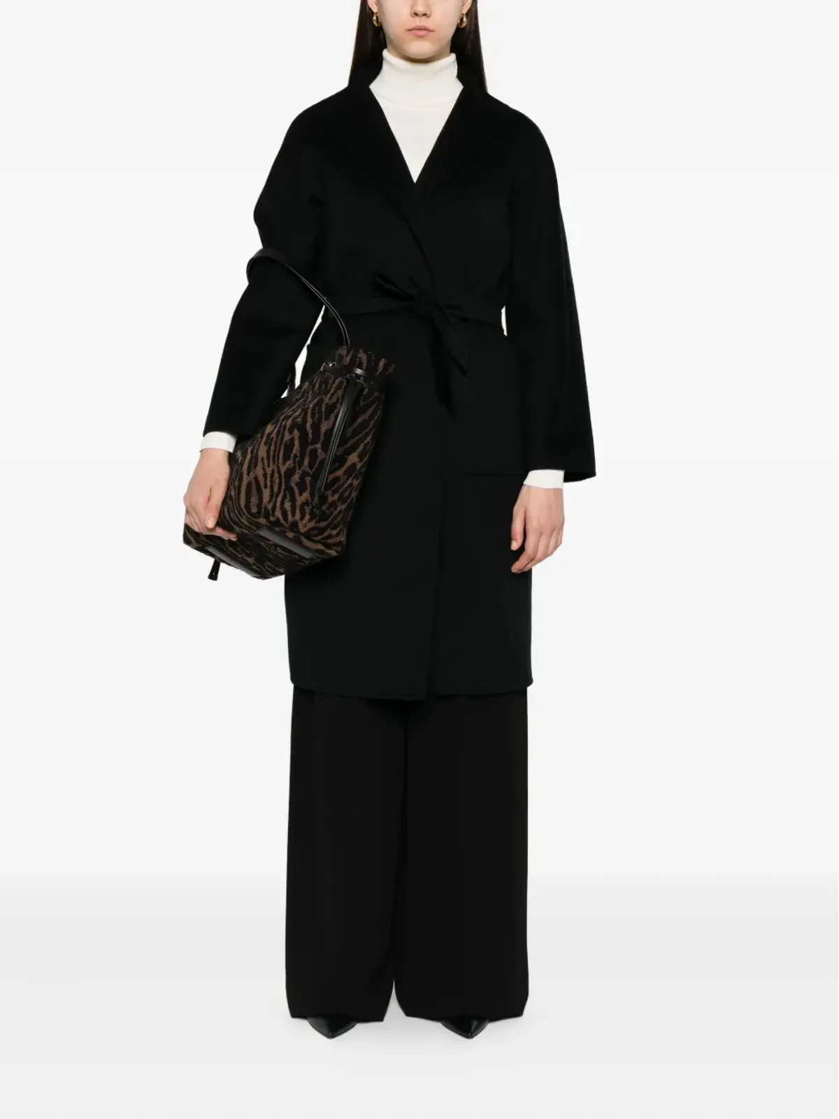 Max Mara ベルテッドラップカシミアコート - 画像2