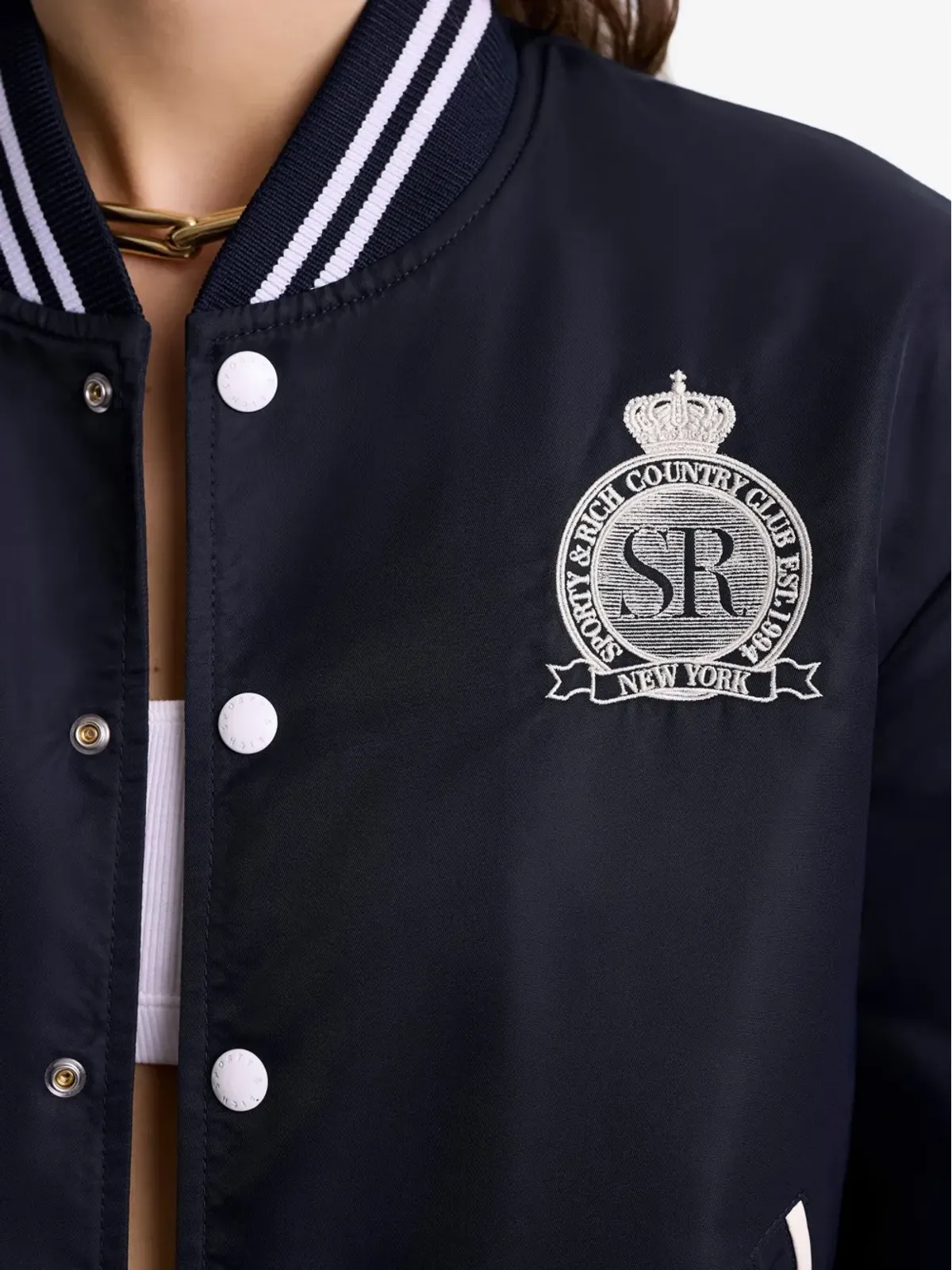 Sporty & Rich ロイヤルクラブ刺繍ボンバー ジャケット - 画像5