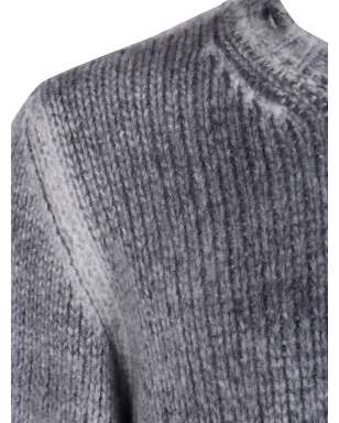 Avant Toi リブ編みダメージ加工カシミヤセーター - グレー - サムネイル3