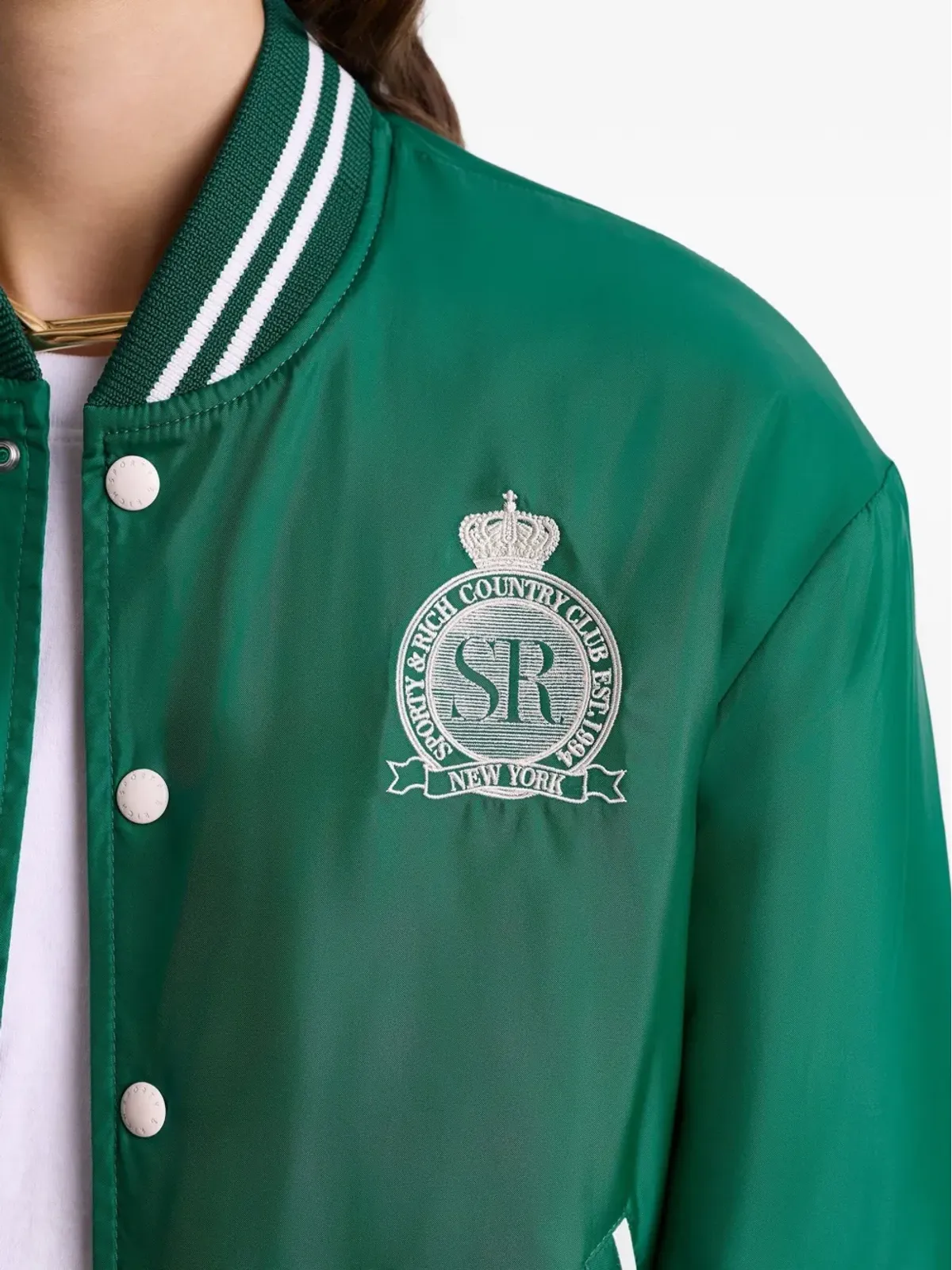 Sporty & Rich 刺繍入りサテンボンバージャケット - 画像5