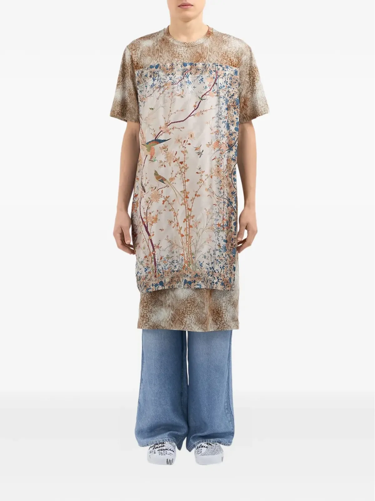 Pierre-Louis Mascia 鳥柄パネルデザインのTシャツ - 画像2