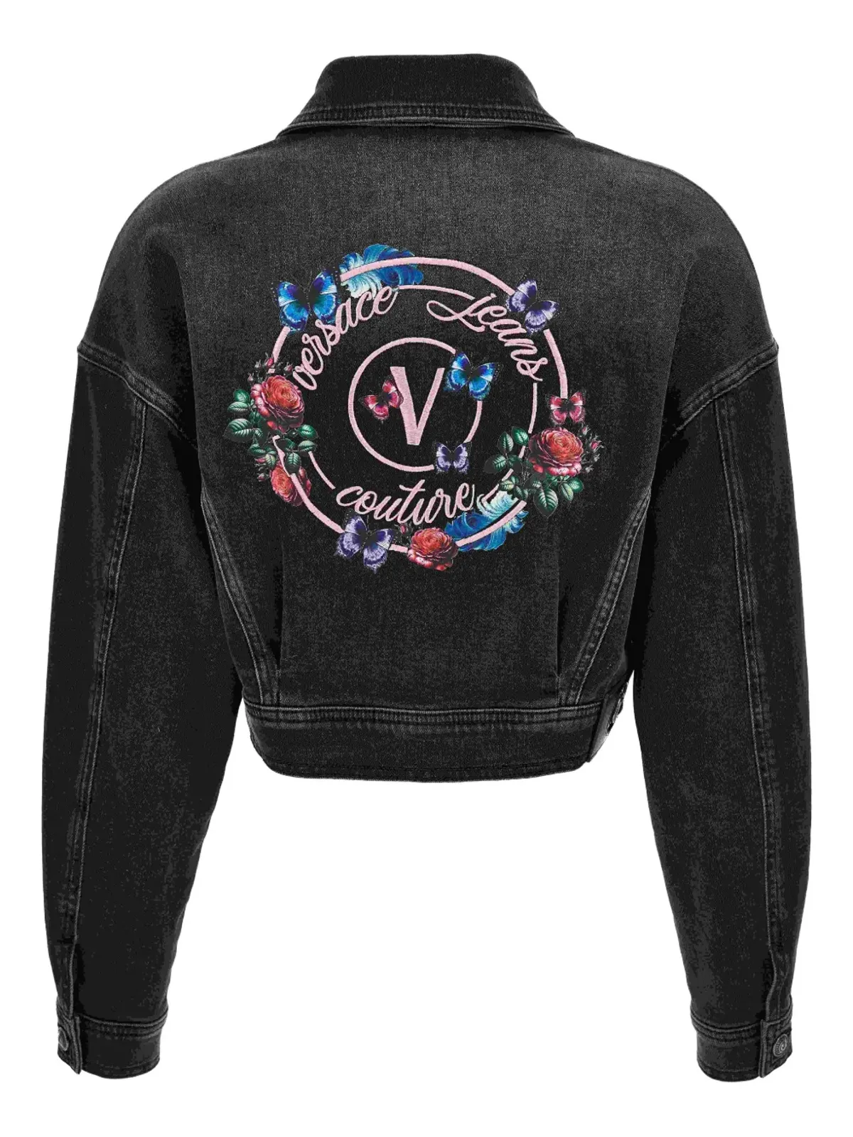 Versace Jeans Couture 花柄刺繍デニムジャケット - ブラック - 画像2