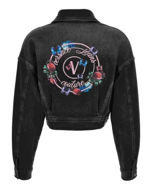 Versace Jeans Couture 花柄刺繍デニムジャケット - ブラック - サムネイル2