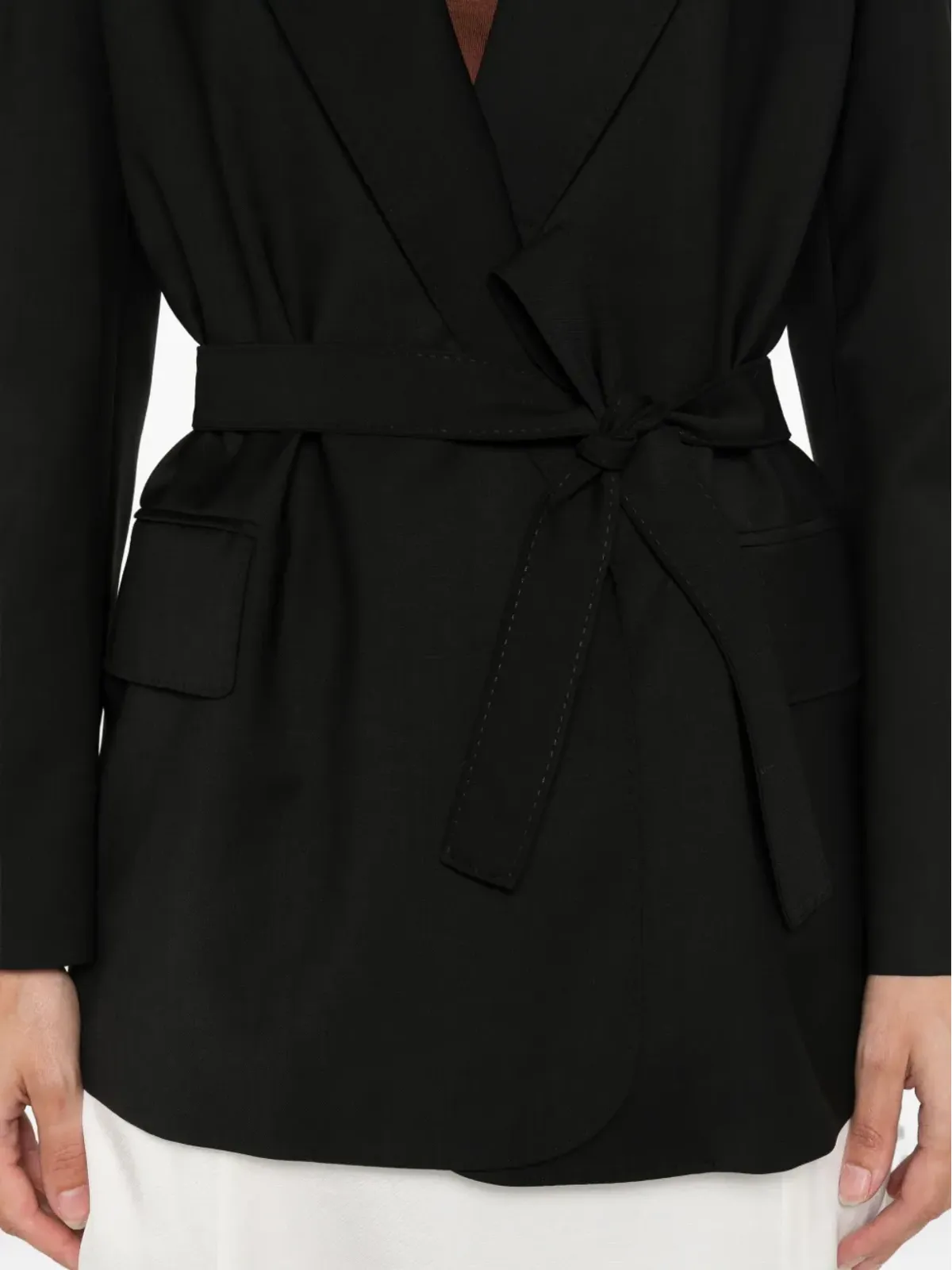 Max Mara ベルト付きラップジャケット（ブラック） - 画像5