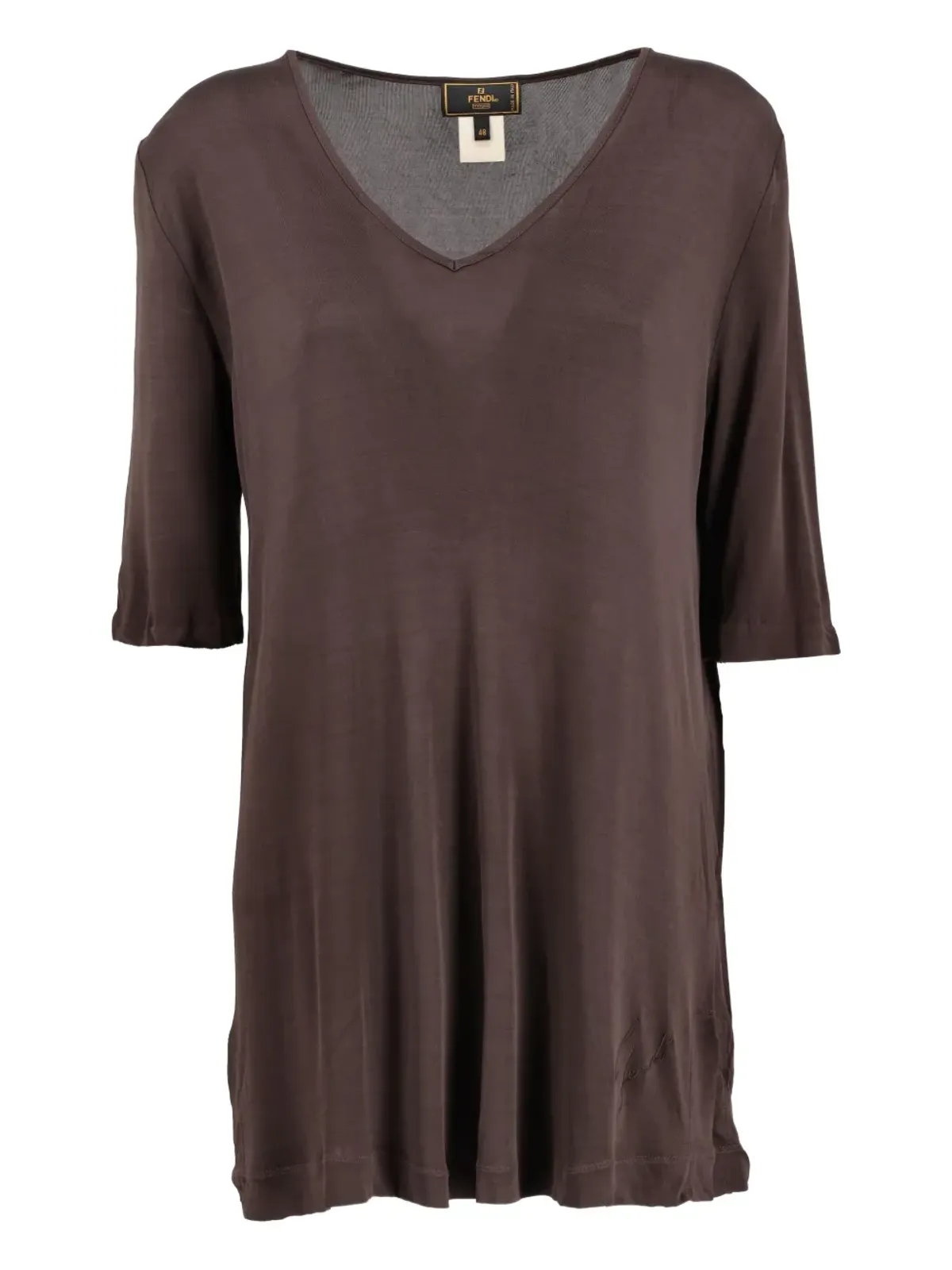 Fendi Pre-Owned VネックTシャツ ブラウン - 画像1