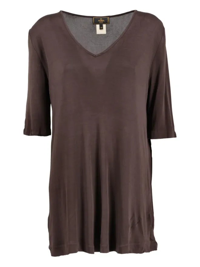 Fendi Pre-Owned Fendi Pre-Owned VネックTシャツ ブラウンの商品画像