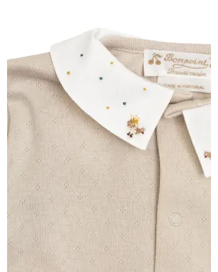 Bonpoint 刺繍入りカラーコットンロンパース - サムネイル3