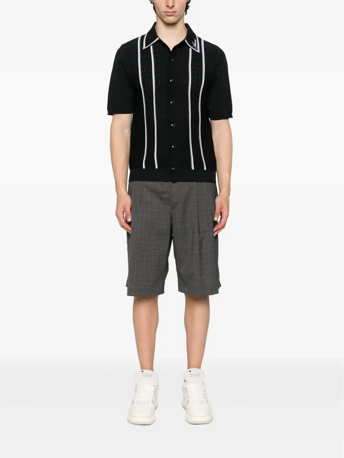 AMIRI ストライプパネル編みシャツ - 画像2