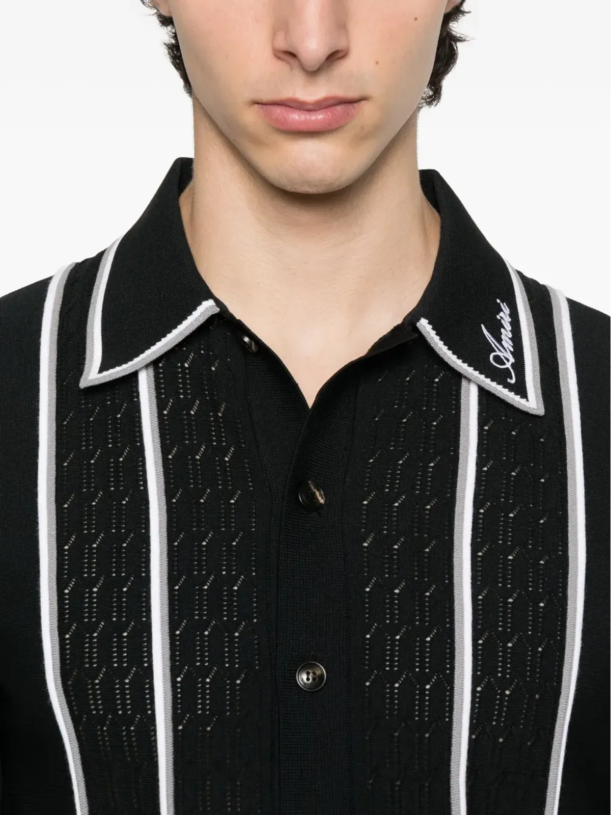 AMIRI ストライプパネル編みシャツ - 画像4