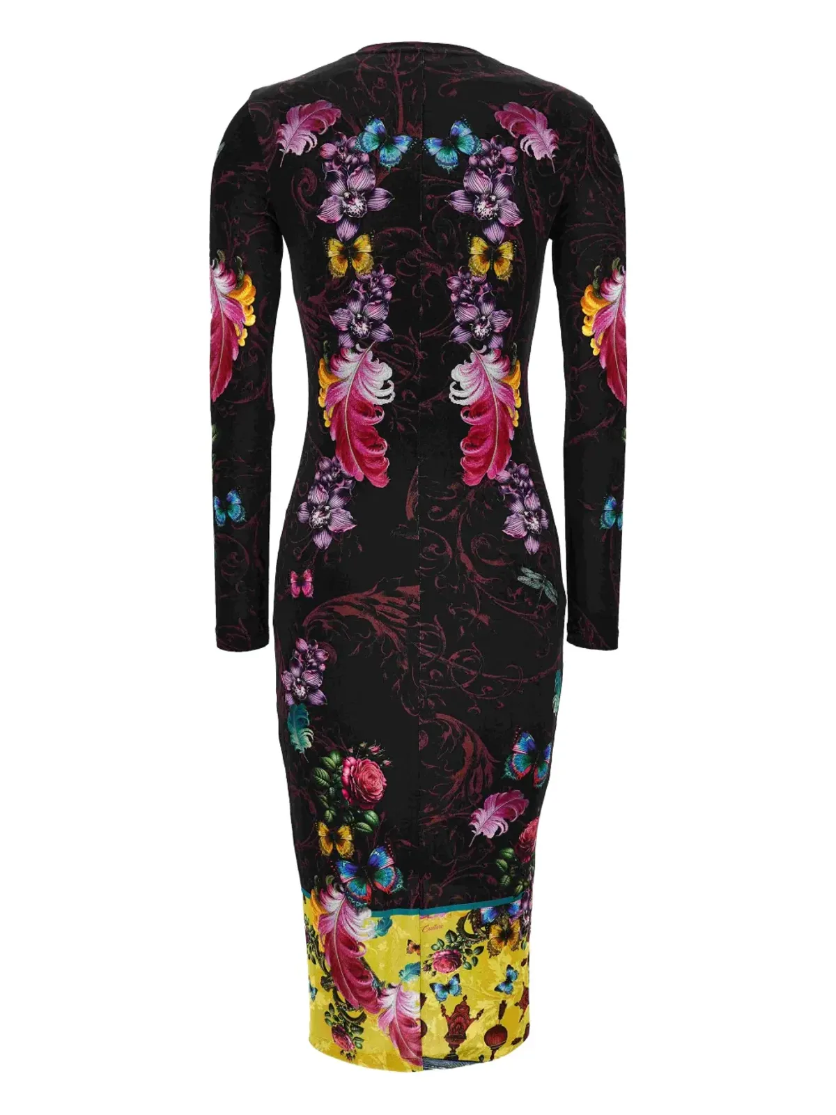 Versace Jeans Couture 花柄蝶プリント ミディドレス ブラック - 画像3