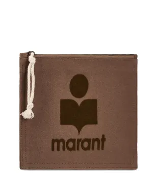 ISABEL MARANT small Netia cotton clutch bag - Brown - サムネイル3