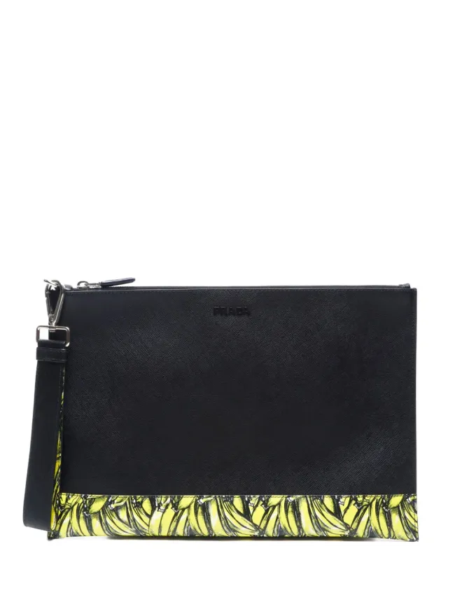 Prada Pre-Owned Prada Pre-Owned 2020年 バナナ柄 クラッチバッグ - ブラックの商品画像