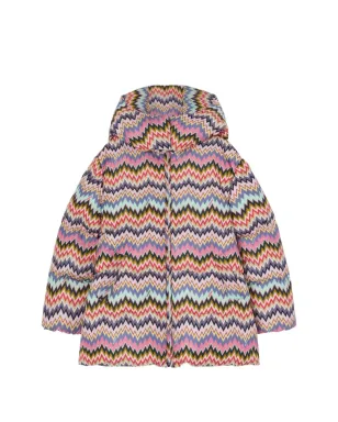 Missoni Kids ジグザグ柄フード付きコート - ピンク - サムネイル1