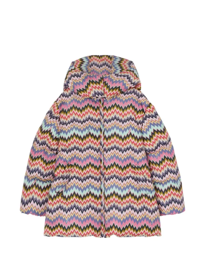 Missoni Kids Missoni Kids ジグザグ柄フード付きコート - ピンクの商品画像
