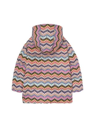 Missoni Kids ジグザグ柄フード付きコート - ピンク - サムネイル2
