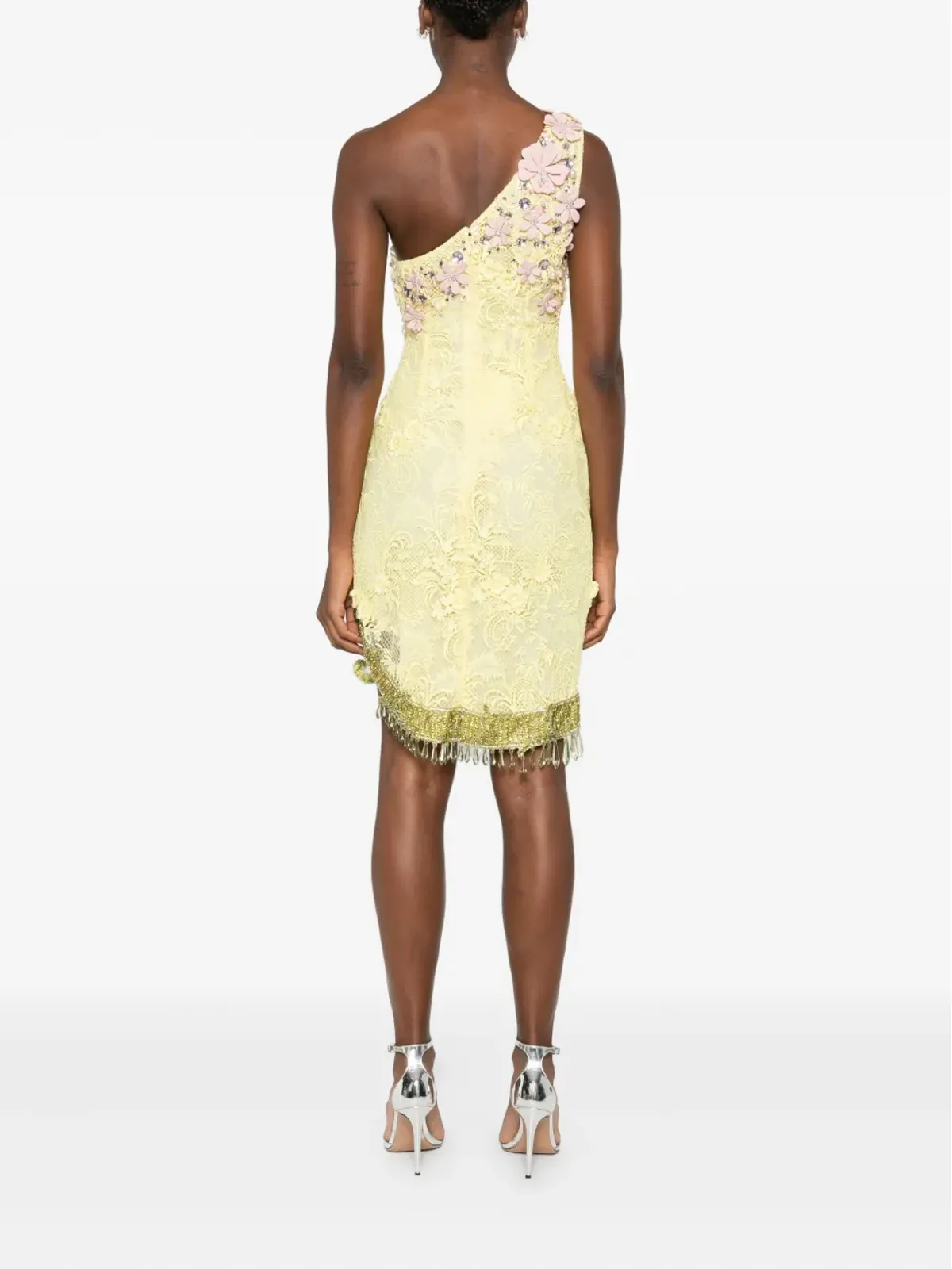 GEORGES HOBEIKA 花柄装飾のワンショルダーミニドレス - 画像4