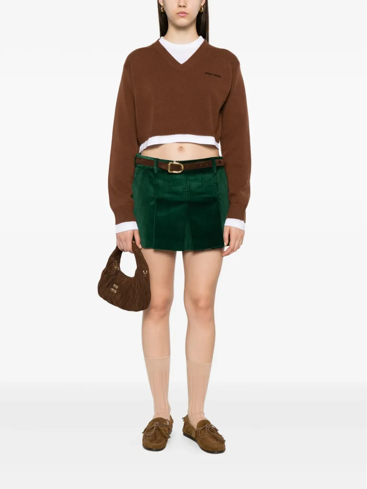 Miu Miu プリーツコーデュロイスカート - 画像2