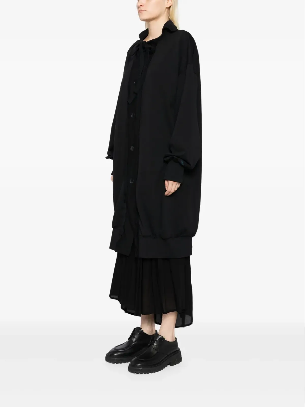Yohji Yamamoto ジャージーツイルコート（ブラック） - 画像3