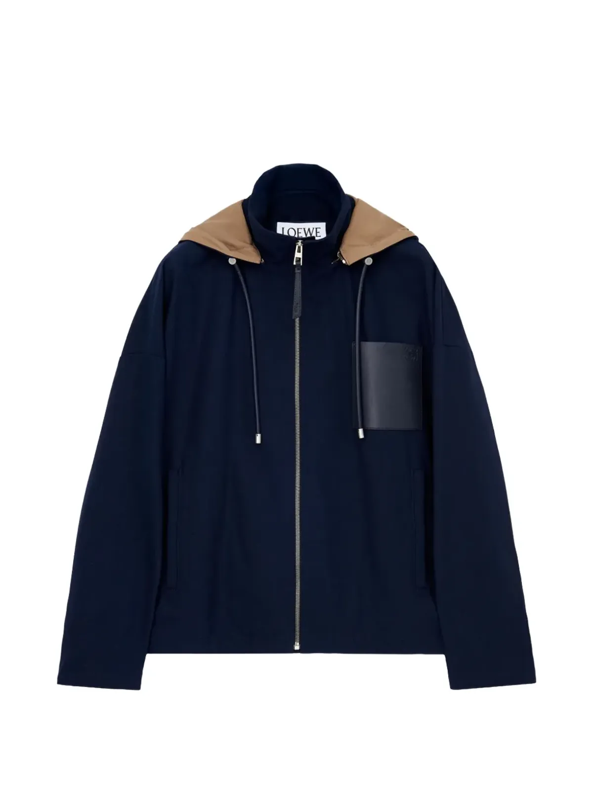 LOEWE フード付きレザーパッチジャケット - 画像1