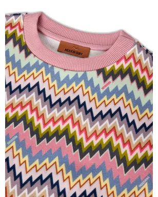 Missoni Kids チェブロン柄スウェットシャツ ピンク - サムネイル3
