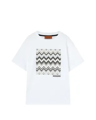 Missoni Kids ジグザグ柄のトリム Tシャツ - ホワイト - サムネイル1
