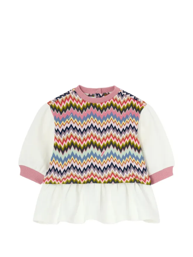 Missoni Kids Missoni Kids ジグザグ柄フリルヘムドレス - ピンクの商品画像