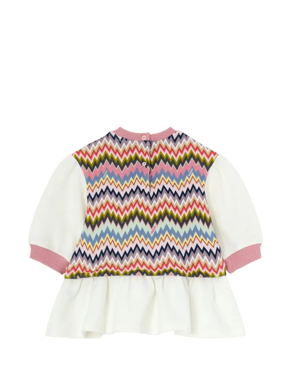 Missoni Kids ジグザグ柄フリルヘムドレス - ピンク - 画像2