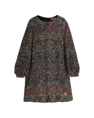 Missoni Kids チェブロン柄長袖ドレス - ブラック - サムネイル1