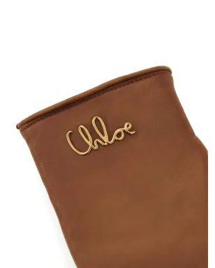 Chloé アイコニック ロゴ レザーグローブ ブラウン - サムネイル3