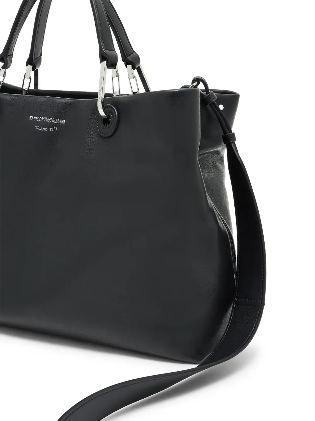 Emporio Armani トップハンドルレザートートバッグ - ブラック - 画像5