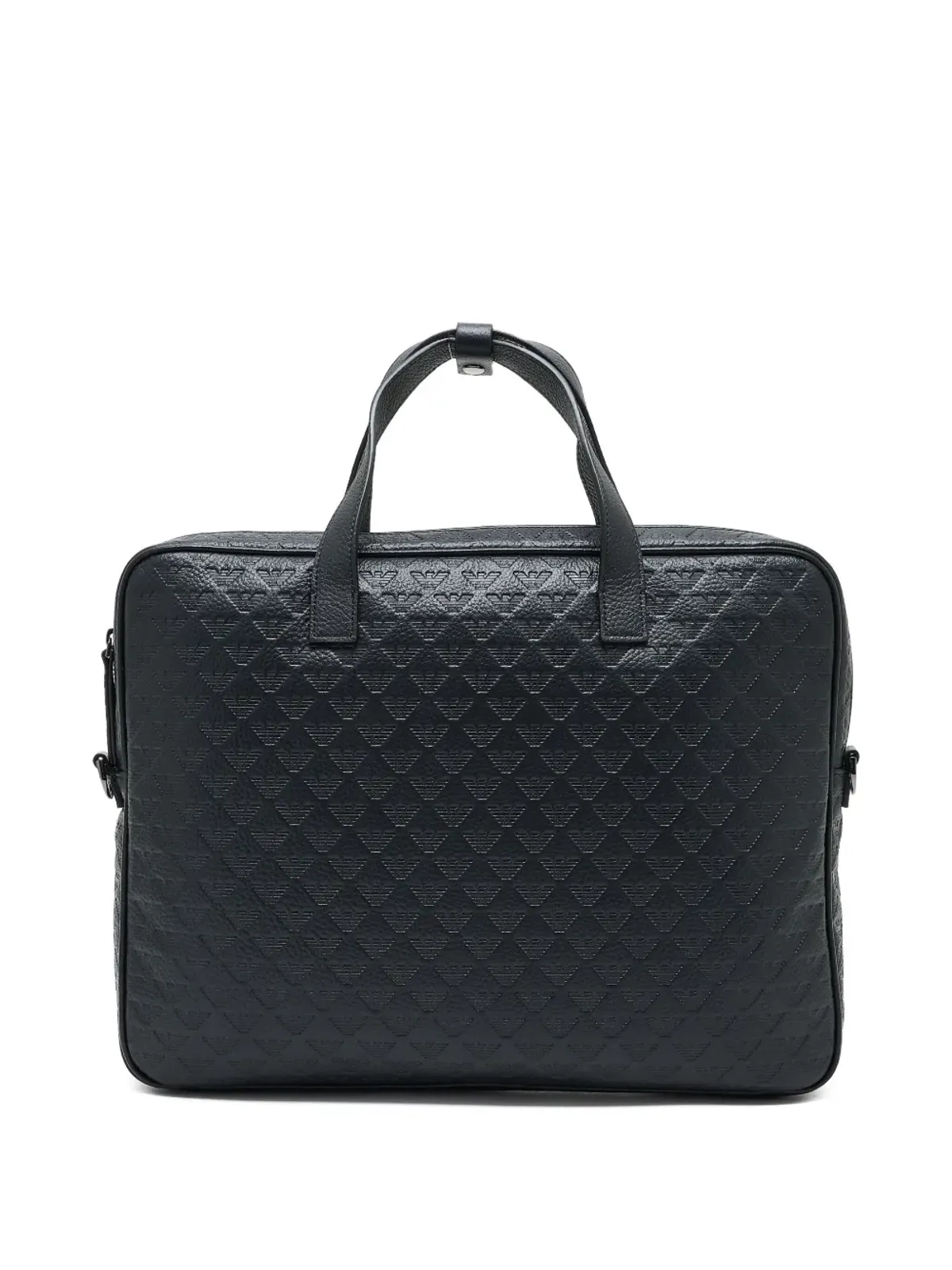 Emporio Armani イーグルモチーフ レザー ブリーフケース ブラック - 画像3