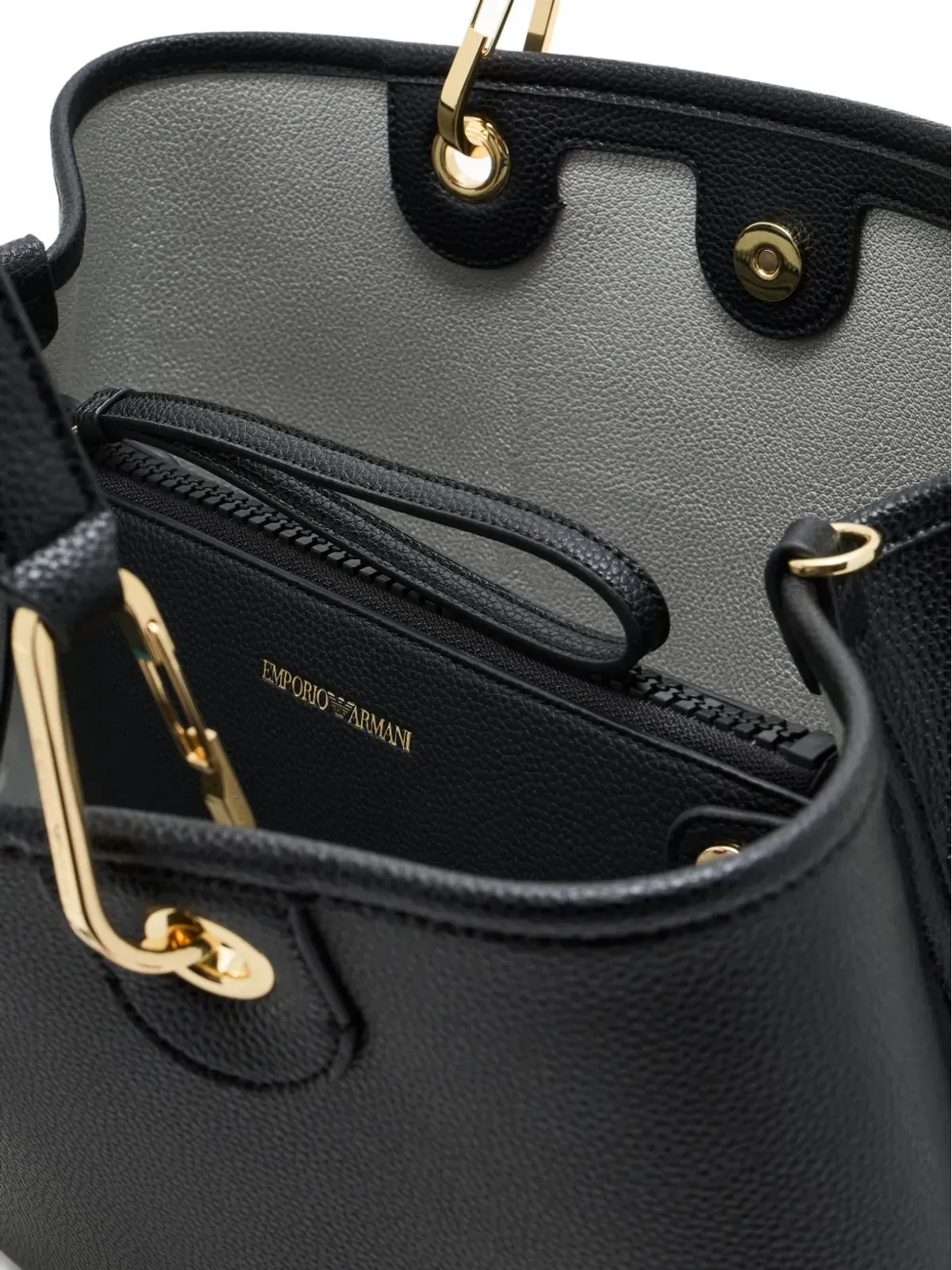 Emporio Armani ミディアムグレインレザー トートバッグ - 画像4