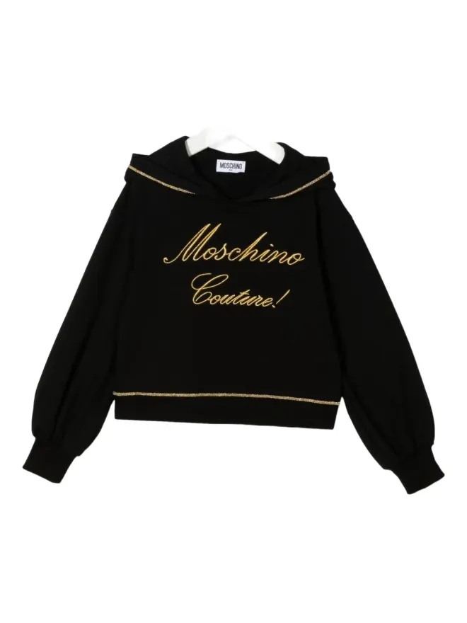 Moschino Kids Moschino Kids 刺繍ディテールのフード付きスウェット（ブラック）の商品画像