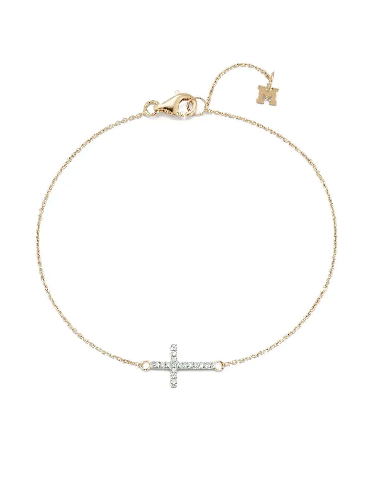 Mateo 14K イエローゴールド クロス ミニダイヤモンド ブレスレット - 画像3