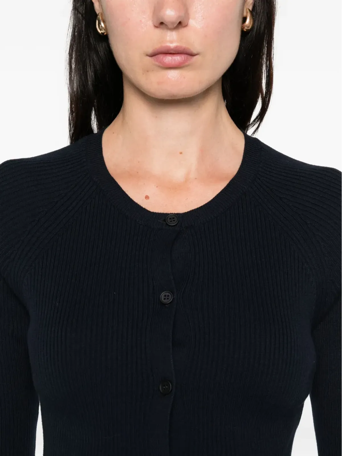 S Max Mara リブ編みボタン付きカーディガン - 画像5