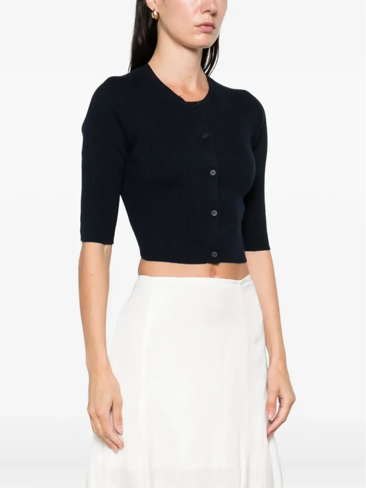 S Max Mara リブ編みボタン付きカーディガン - 画像3