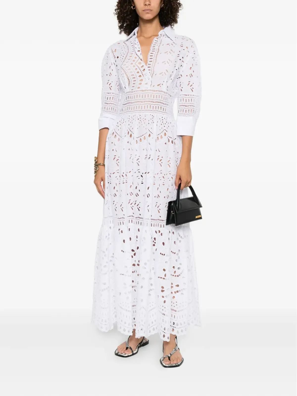Ermanno Scervino 刺繍入りティアードドレス - White - 画像2