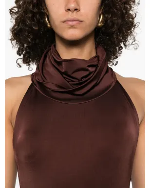 Victoria Beckham ハイネックドレス - Brown - サムネイル5