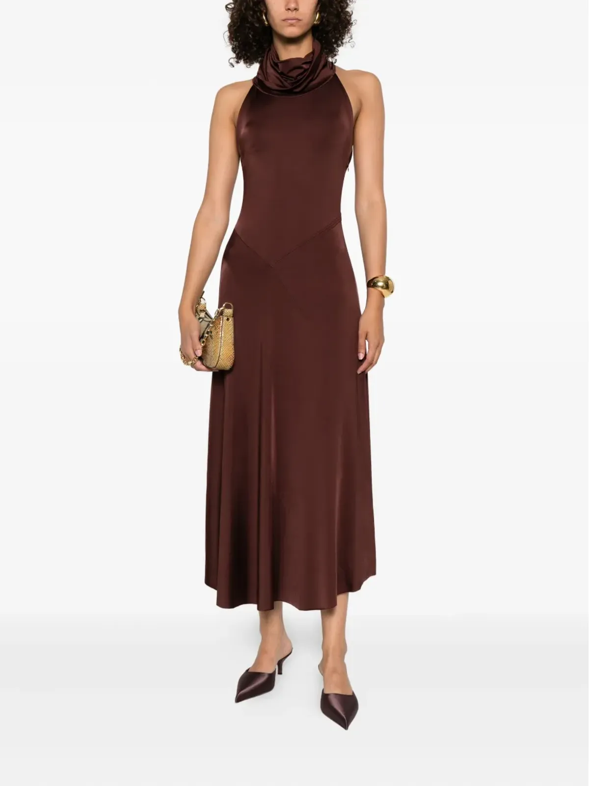 Victoria Beckham ハイネックドレス - Brown - 画像2