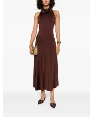 Victoria Beckham ハイネックドレス - Brown - サムネイル2