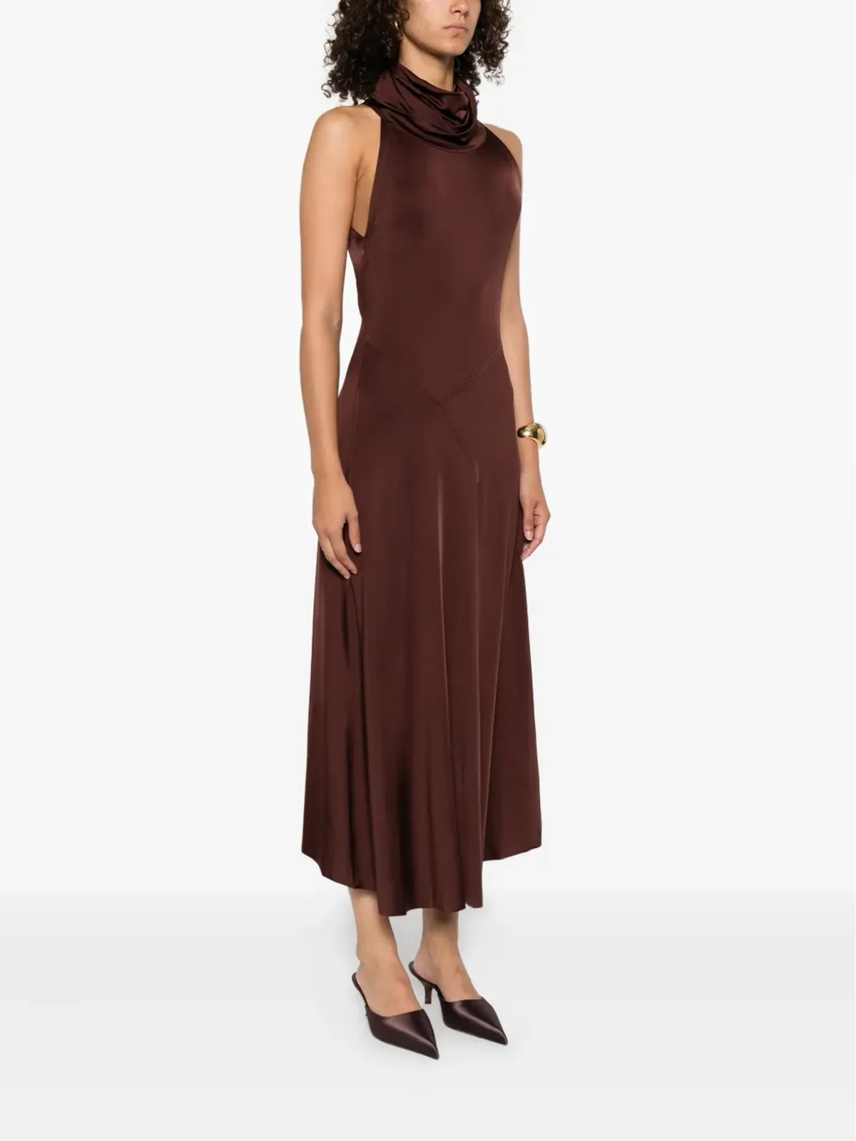 Victoria Beckham ハイネックドレス - Brown - 画像3