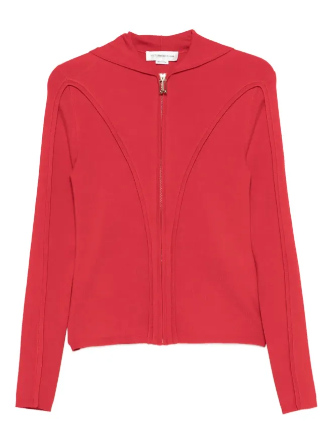 Victoria Beckham Victoria Beckham ジップフロント パネルデザイン カーディガン - レッドの商品画像