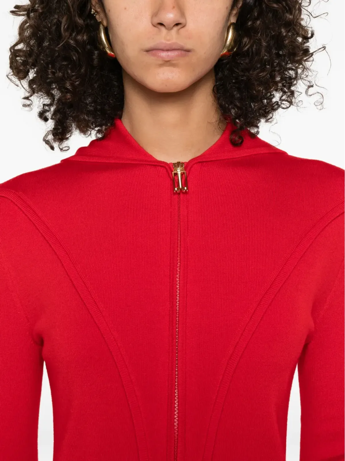 Victoria Beckham ジップフロント パネルデザイン カーディガン - レッド - 画像5