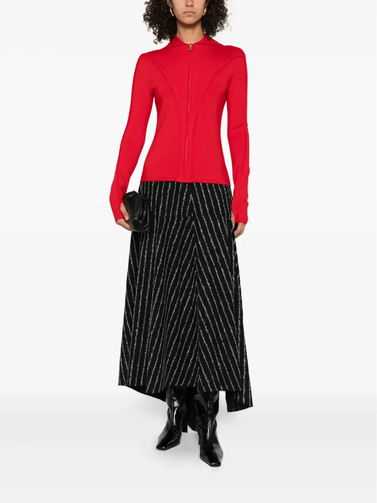 Victoria Beckham ジップフロント パネルデザイン カーディガン - レッド - 画像2