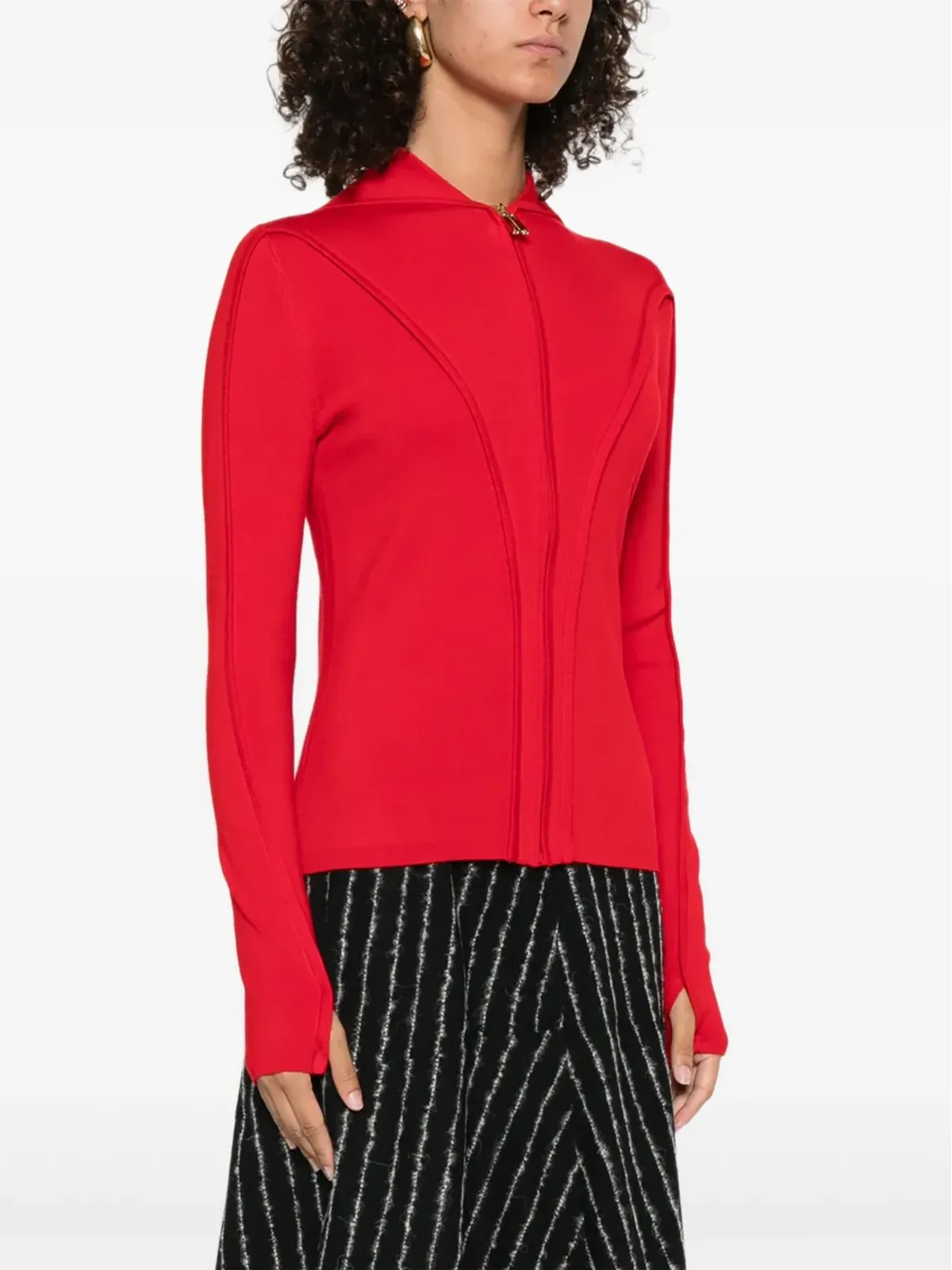 Victoria Beckham ジップフロント パネルデザイン カーディガン - レッド - 画像3