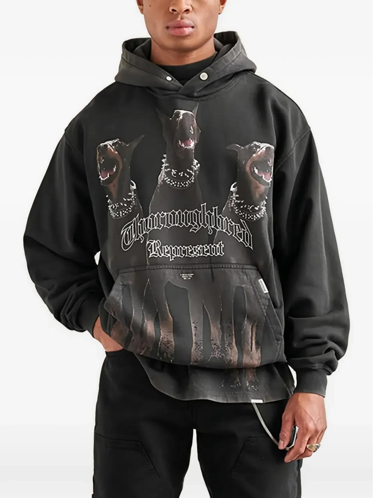 Represent Thoroughbred グラフィックプリントフーディー（グレー） - 画像3